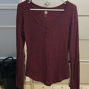 Burgundy long sleeve Henley